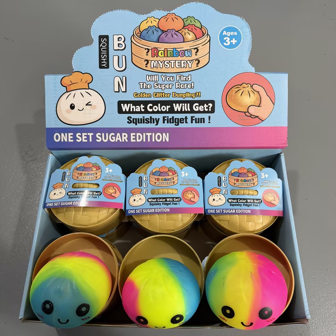 Colorful squishy bun sensory toys