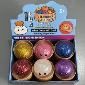 8.5cm Gold Glitter Bead Popping Squishy Bun